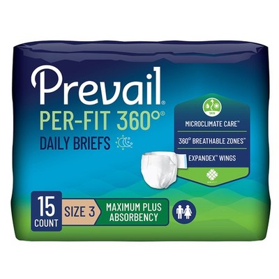 Prevail Per-Fit 360 Incontinence Daily Brief Size 3 Maximum Plus 60 Ct