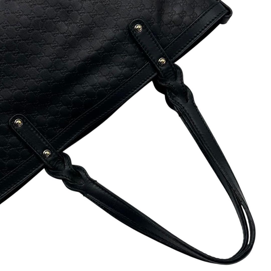 GUCCI Tote Bag GG Shima Micro Leather Black Vintage Excellent Condition thumbnail 7