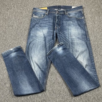 Diesel Jeans Herren W32 L32 Blau Tepphar 0853R Slim Carrot Stretch Denim 32x32