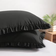 Ruffled Pillow Shams Standard 20x26 Set of 2, Brushed Microfiber Pillowcases wit