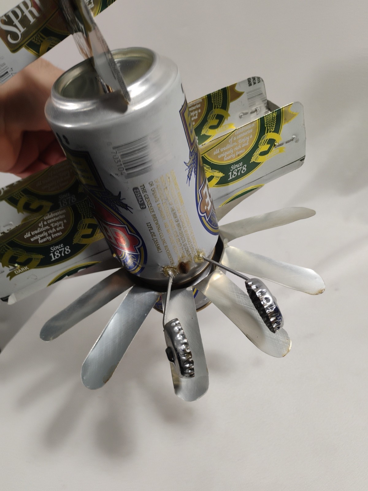 Spring Brock Aluminum Beer Can Handcrafted Airplane/Bi Plane Genesee Spring Brock ...
