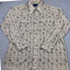 Vtg Panhandle Slim Mens Pearl Snap Western Shirt Paisley Scroll Print XL