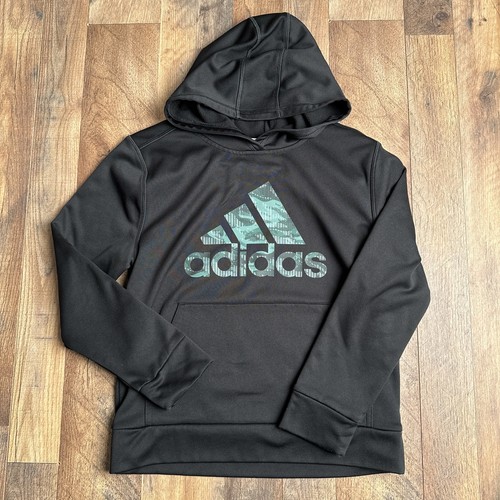 Adidas Hoodie Youth Size Medium Black Athletic Training Running Fitness 3744