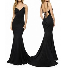 Sherri Hill Mermaid Strappy Backless Gown Formal Evening Dress Black Size 12