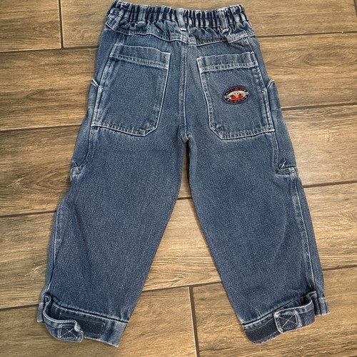 VTG Seasame Street Elmo logo Blue Denim Jeans Sz 4 T