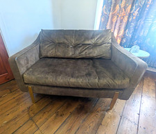 Green Velvet L-Shape Corner Chaise Sofa, 2 Seater & Round Ottoman