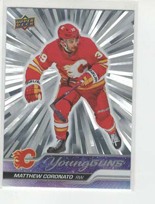 2023-24 UPPER DECK #201 MATTHEW CORONATO SILVER OUTBURST YOUNG GUNS CALGARY
