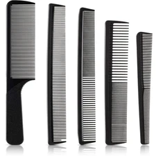 5 Pieces Hair Cutting Comb Barber Hair Styling Combs Fine Teeth Carbon Hairbrush
