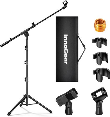 InnoGear Microphone Stand, Tripod Boom Arm Floor Mic Stand Height Black 