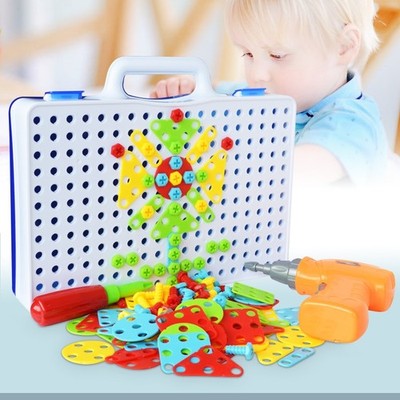 Kids Electric Drill Building Blocks Set STEM Creative Educational Toy Kit 151Pcs