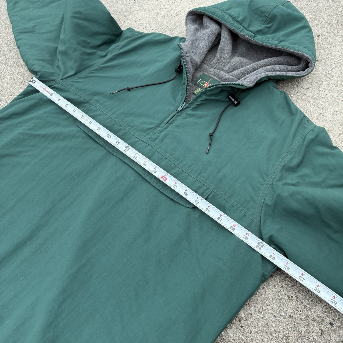 Vintage J.Crew Anorak Jacket Medium Green Pullover Hooded Made In 