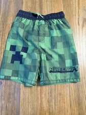 Boys MINECRAFT Creeper Swim Shorts Bathing Suit Size Small