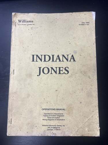 Indiana Jones Flipper Betriebs/Service/Reparatur/Fehlerbehebung Handbuch. ORIGINAL - Bild 1 von 7