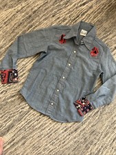 Wrangler 1970s Kids 10 Pearl Snap Chambray Shirt With flowers Paisley Rodeo