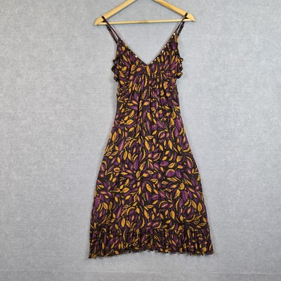 Max Mara Dress Womens 40 Leaf Print A-line Stretch Sleeveless