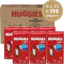 HHuggies Little Snugglers Size 1 Diapers 198 Ct | 8-14 lbs 0.33 per diaper