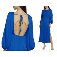 FARM Rio | Open-Back Midi Dress Royal Blue Long Sleeve | Sz XS