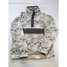 Carhartt Sherpa Fleece Pullover Women M White Geometric Quarter Snap Relaxed