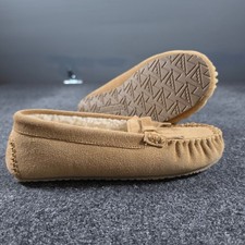 Minnetonka Cally Slipper Moccasins Womens 6M Tan Suede Faux Fur 40564