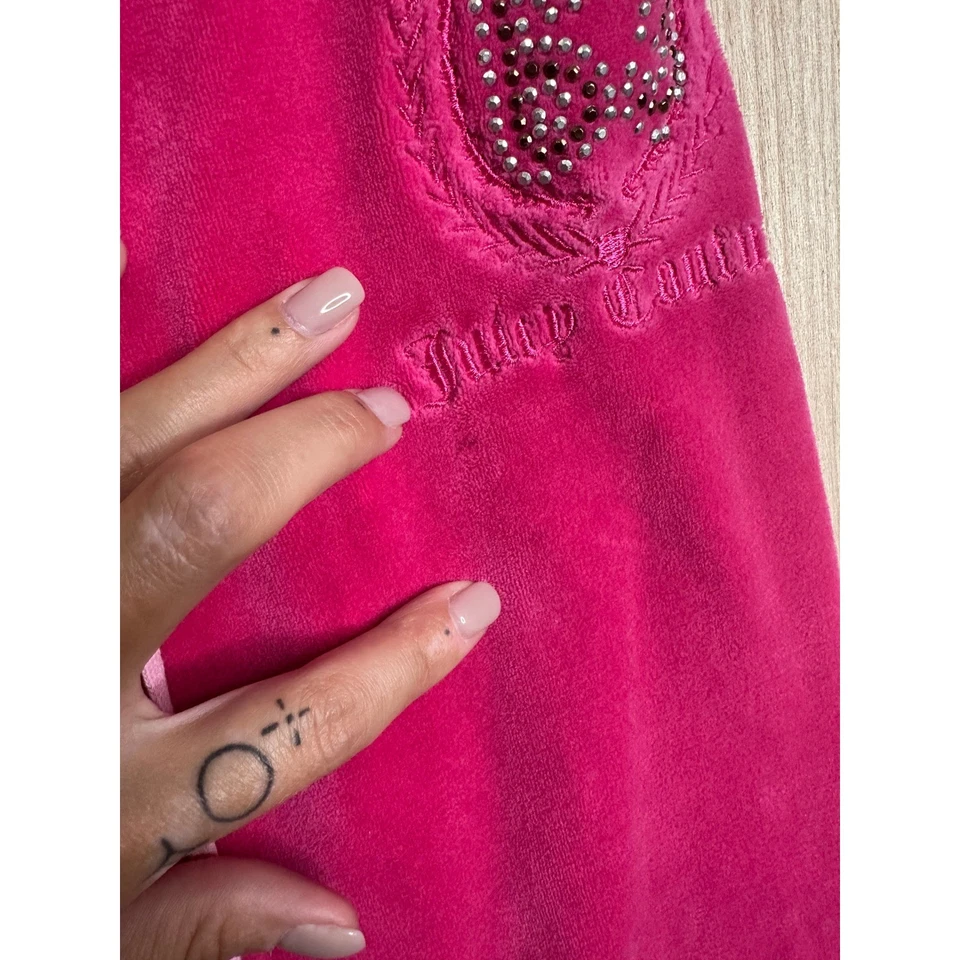Juicy Couture Kids Pink Velour Rhinestone Logo Drawstring Lounge Pants - Image 2 of 4