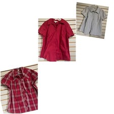 Lot of 3 St. John's Bay XL Button Down Short Sleeve Striped Blouse Top Womens