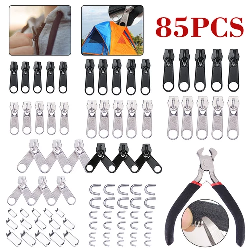 85PCS Zipper Replacement Repair Kits Install Pliers for Bags Jacket Coats Jeans - product listing photo