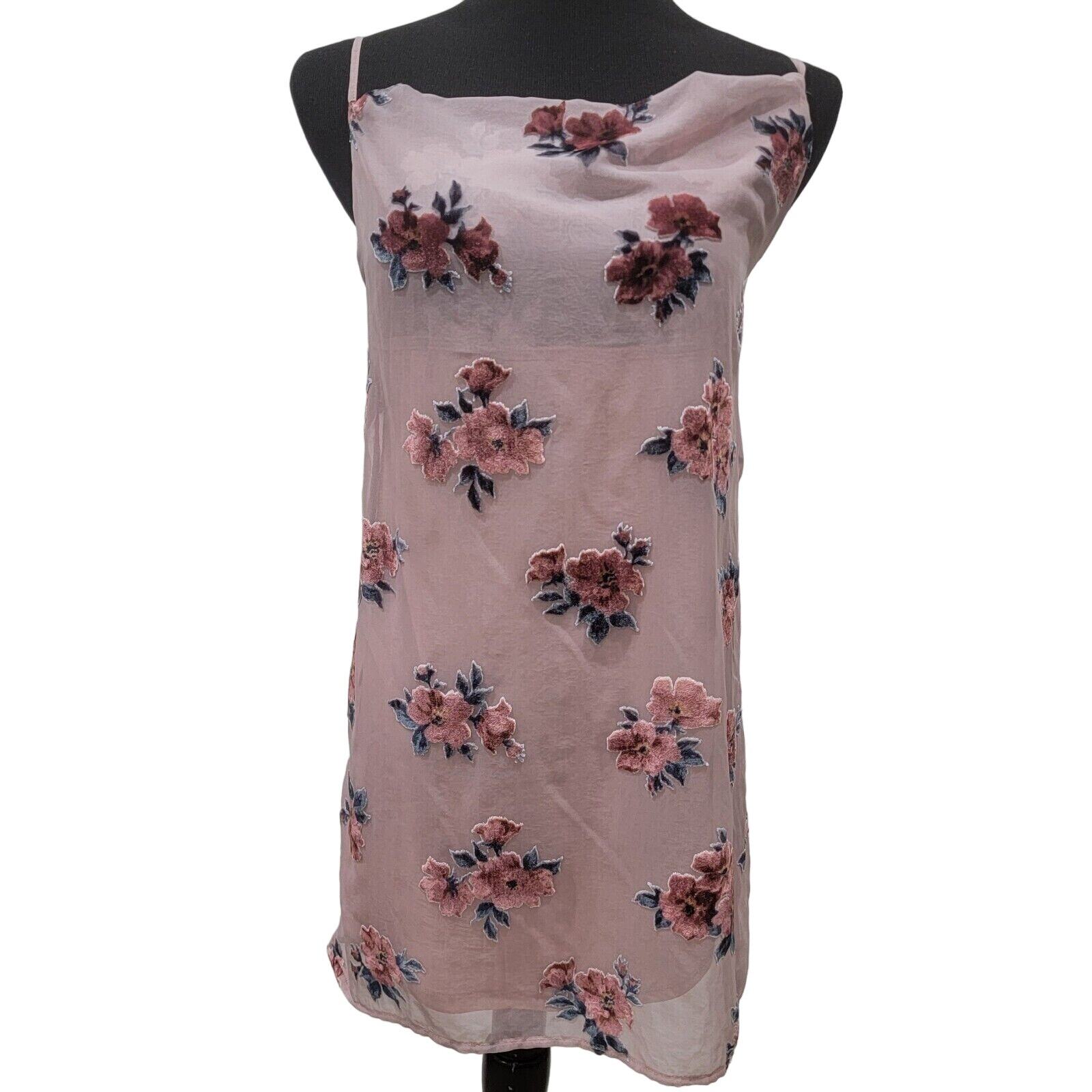 American Eagle Womens Small Slip Dress Velvet Burnout Floral Fairycore Romantic