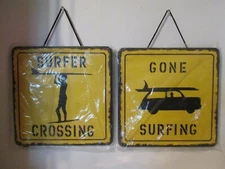 HOME INTERIORS SURFER SIGNS SET AND HANG TEN WALLIES CUTOUTS