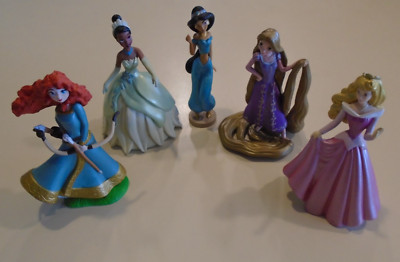 Disney Princess PVC Figure Set C ~ Aurora, Merida, Rapunzel, Jasmine & Tiana