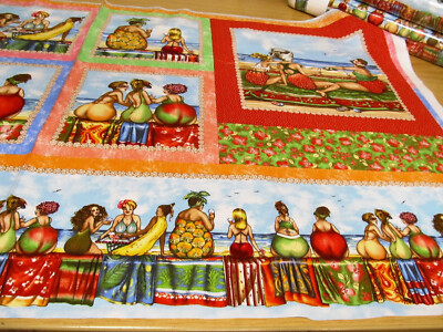 Fruit ladies  Dicke Frauen  Obstfrau Panel  Patchworkstoff  Baumwolle  60x110cm