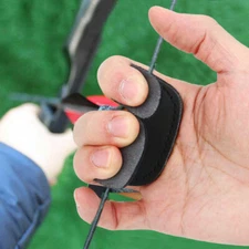 Cow Leather Archery Finger Guard Protection Pad Glove Tab Bow Shooting Black BT