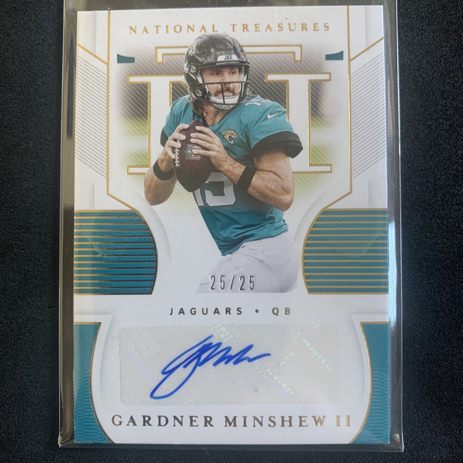 Gardner Minshew II #S-GM Football Cards 2020 Panini National Treasures Signatures trading card — raw and PSA graded price guide