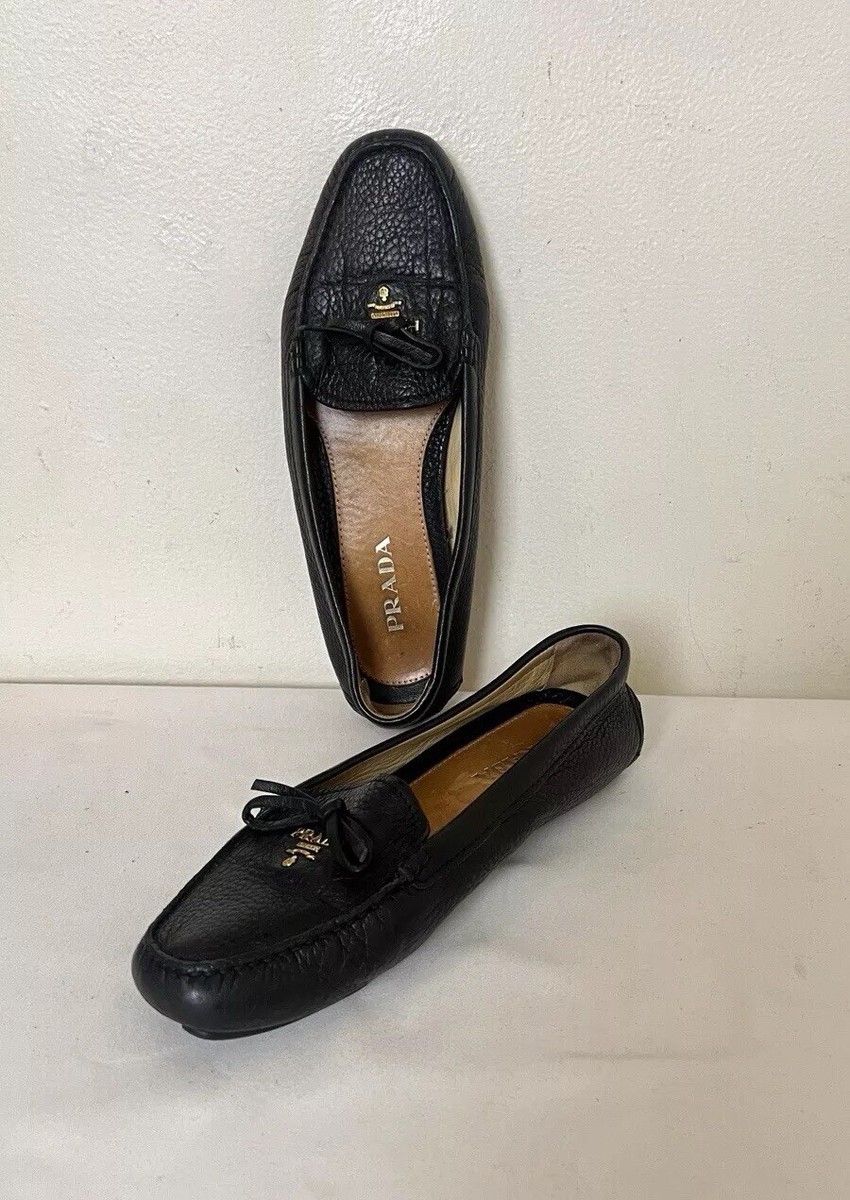 Prada Cross Grain Leather Black Loafers. Sz 5.5 36 | eBay Prada Cross Grain Leather Black Loafers. Sz 5.5 36 | eBay