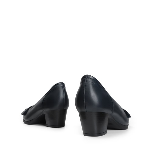 Women Slip On Pump Dress Shoes Low Chunky Heel Round Toe Office Work Shoes - Picture 13 of 22