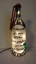 To the world you are a Mother Bottle Lamp Bottle Light Hand painted Lighted