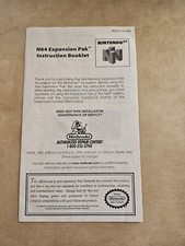 Nintendo 64 Expansion Pak Pack N64 Official Instruction Booklet