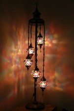 3/5/7/9 Glass Turkish Moroccan Colourful Mosaic Light Floor Lamp UK SAFE