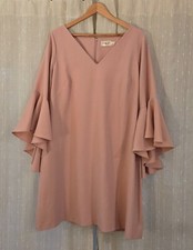 Eliza J Womens Blush Pink Flared Bell Sleeve Dress Size 14W FREE SHIPPING