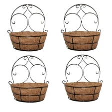 4 Pack Wall Hanging Planter Basket with Coco Liner Fence Hanging Planter Pot