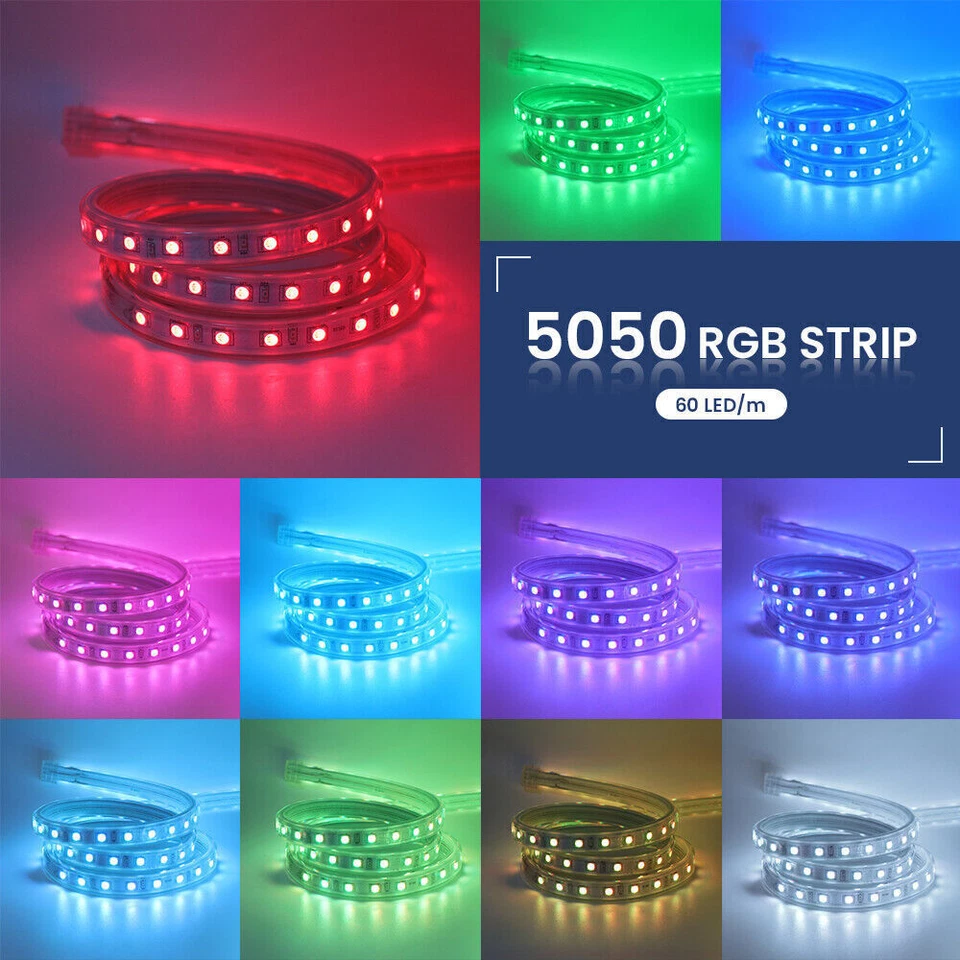 STRISCIA STRIP LED BOBINA SMD 5050 RGB SPINA 220V BIANCA TUBO ESTERNO 1 A 25 M - Immagine 2 di 4