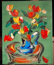 FLOWERS  ABSTRACT Abstract Modern Original Oil Painting contemporary art FU6R