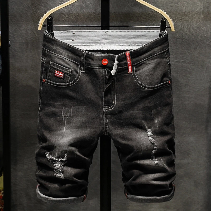 Pantalones Cortos De Mezclilla Para Hombres Shorts De Vaqueros Moda  Desgastados