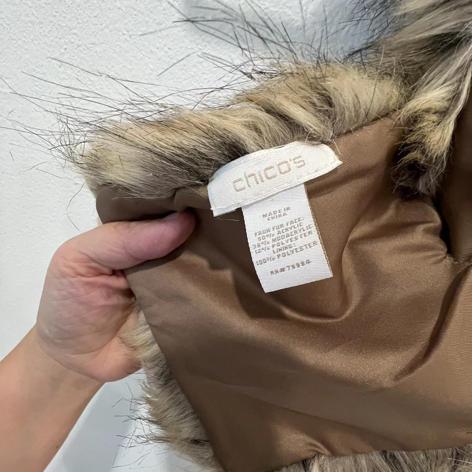 Bufanda de cuello de piel sintética Chicos marrón/beige talla única calentador de cuello manguito envoltura Foto 3 de 4