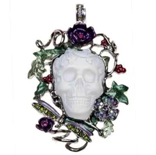 Kirks Folly Glass Dream Skull Enchanted Forest Magnetic Enhancer Silvertone #1