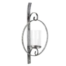 Kate and Laurel Doria Metal Wall Candle Holder Sconce, Silver