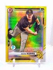 2021 Bowman 1st Edition Kevin Kopps Yellow Foil Refractor 03/75 Padres ROOKIE RC