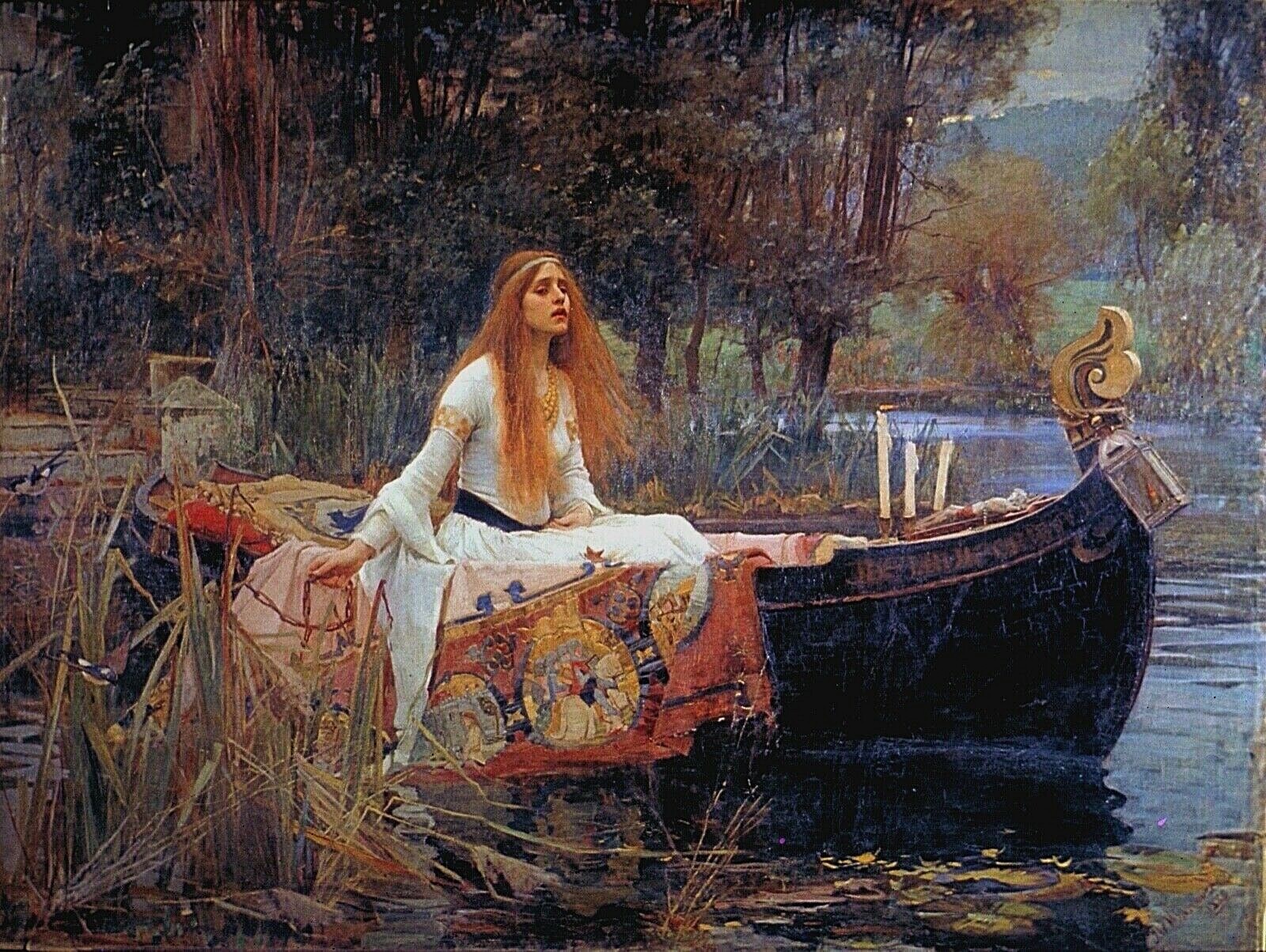 DOLLHOUSE MINIATURE FRAMED MASTERPIECE Lady of Shalott by WATERHOUSE / Tennyson