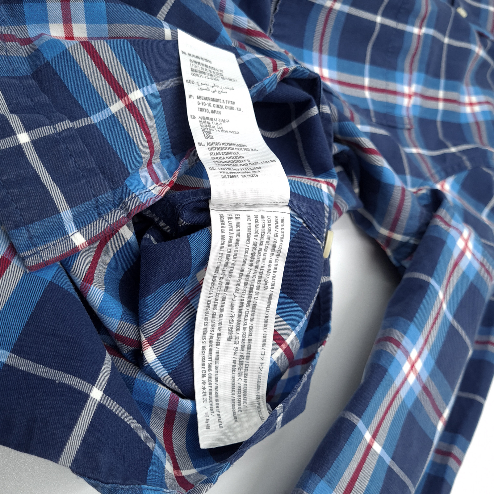 Abercrombie & Fitch Herren Shirt Blau Plaid Flanell Baumwolle