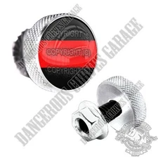 2 Polished Billet Knurled Fastener License Plate Frame Lic Tag Bolts - RED LINE