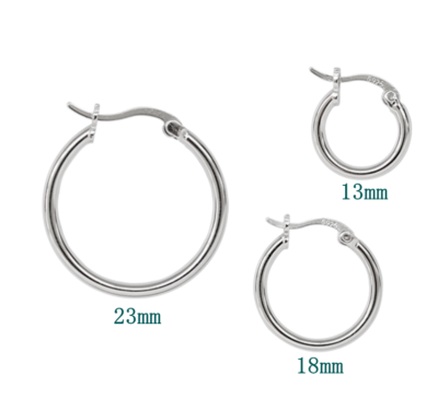 S925 Sterling Silver Men's Women's Round Pierced Hoop